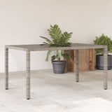 Garden Table with Glass Top Grey 150x90x75 cm Poly Rattan 365591