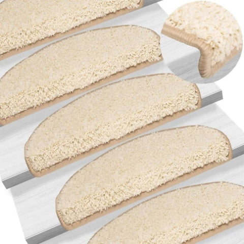 Stair Mats 10 pcs 65x21x4 cm Cream Half Round Large 149807