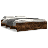 Bed Frame without Mattress Smoked Oak 150x200 cm King Size Engineered Wood 3295650