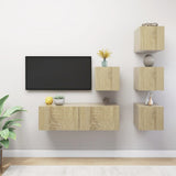 5 Piece TV Cabinet Set Sonoma Oak Engineered Wood 3079037