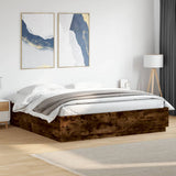 Bed Frame with LED without Mattress Smoked Oak 200x200 cm 3209587