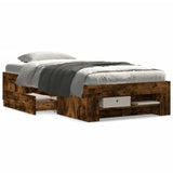 Bed Frame without Mattress Smoked Oak 75x190 cm Small Single Engineered Wood 3295531