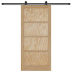 Sliding Door Manual Natural and black 93 x 202 cm 3333486