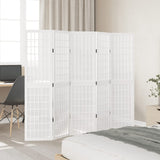 Room Divider 5 Panels White Solid Wood Paulownia 358789