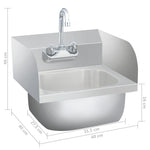 ZNTS Commercial Hand Wash Sink with Faucet Stainless Steel 51115