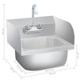 ZNTS Commercial Hand Wash Sink with Faucet Stainless Steel 51115