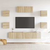 7 Piece TV Cabinet Set Sonoma Oak Engineered Wood 3114512