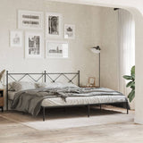 Metal Bed Frame without Mattress with Headboard Black 200x200cm 376509