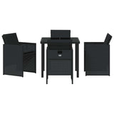 Garden Dining Set with Cushion Folding 5 pcs Black Poly rattan 3379944