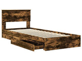 Storage Bed with Drawer Smoked Oak 75 x 190 cm Engineered Wood 3410851