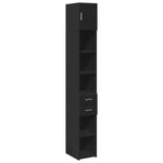 Slim Storage Cabinet Black 30x42.5x225 cm Engineered Wood 3281267