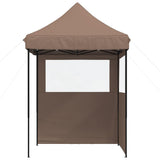 Foldable Party Tent Pop-Up with 2 Sidewalls Brown 4004996