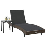 Sun Lounger with Table 2 pcs Brown, black 40 x 40 x 40.5 cm 42009979