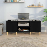 Record Cabinet Black 121x38x48 cm Engineered Wood 831926