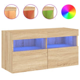 TV Wall Cabinet with LED Lights Sonoma Oak 80x30x40 cm 837201