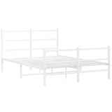 Metal Bed Frame without Mattress with Footboard White 140x190cm 355432