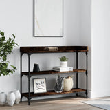 ZNTS Console Table with Shelves Smoked Oak 100x30x80 cm 837809