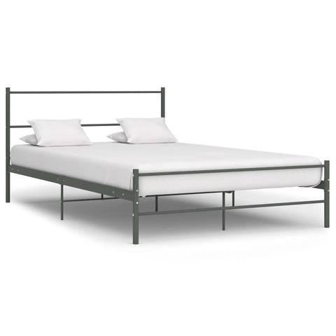 Bed Frame with Headboard without Mattress Grey 160x200 cm Metal 286495