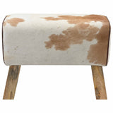 Bench 60 x 30 x 45 cm Real Leather Brown and White 42042107