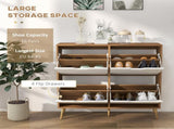 Shoe Storage Cabinet, 4 Flip Drawers, Shoe Organizer for 16 Pairs of Shoes, Natural T3398P329969