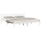 Bed Frame White 225.5 x 185.5 x 69.5 cm Solid Pine Wood 869785