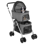 2-Layers Folding Dog Stroller Grey 83x48x97 cm Oxford Fabric 172205
