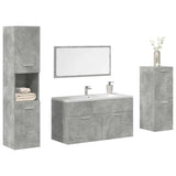 4 Piece Bathroom Furniture Set Concrete Grey Engineered Wood 3324866