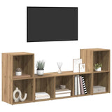 TV Cabinet Set Wall-mounted 3 pcs Brown Engineered Wood 3393254