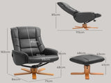 Rocking Recliner Chair with Footstool, PU Leather Recliner Armchair with Wood Base, Upholstered T3398P423900