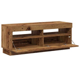 TV Cabinet with LED Lights Old Wood 100x35x40 cm Engineered Wood 856355