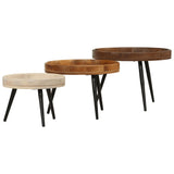 Round Coffee Tables 3 pcs Solid Wood Mango 352033