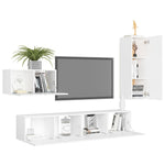 ZNTS 4 Piece TV Cabinet Set White Engineered Wood 3078678