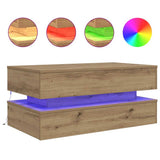 Coffee Table with LED Lights Artisian Oak 90x50x40 cm 857719