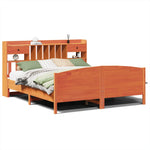 ZNTS Bookcase Bed without Mattress Wax Brown 180x200 cm Super King Solid Wood Pine 3323136