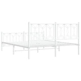 Metal Bed Frame without Mattress with Footboard White 150x200cm 376197