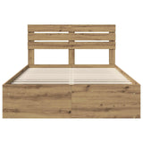 Bed Frame Artisian Oak 160 x 200 cm Solid Pine Wood 3411398