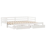 Daybed with Trundle and Drawers without Mattress White 80x200 cm 3302149