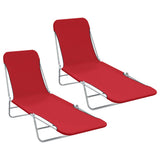 Sunlounger Set of 2 Red 44301