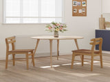 Dining Chair 2 pcs Natural Solid Rubber Wood 42020513