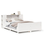 ZNTS Bed Frame without Mattress White 140x200 cm Solid Wood Pine 3323768