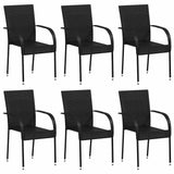 Stackable Outdoor Chairs 6 pcs Poly Rattan Black 310087