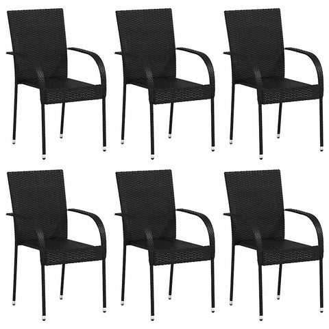 Stackable Outdoor Chairs 6 pcs Poly Rattan Black 310087