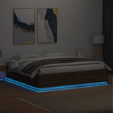 Bed Frame with LED without Mattress Brown Oak 200x200 cm 3209589