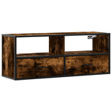 TV Cabinet Smoked Oak 100x31x39.5 cm Engineered Wood and Metal 848931