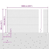 Welded Wire Fence 100 x 1.5 m PVC-Coated Steel Grey 3336941