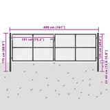 Mesh Garden Gate Galvanised Steel 400x125 cm Grey 145778