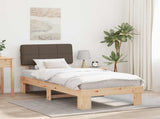 Bed Frame with Upholstered Headboard Natural and Taupe 877462