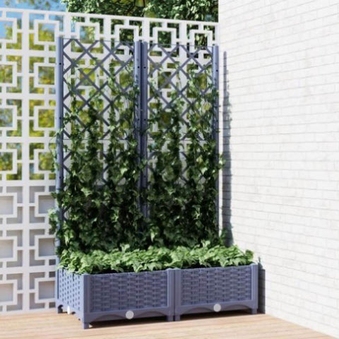 ZNTS Garden Planter with Trellis Dark Grey 80x40x121.5 cm PP 318250