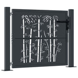 Garden Gate Anthracite 100x75 cm Steel Bamboo Design 153178