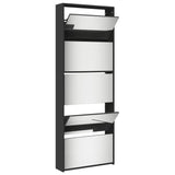 Shoe Cabinet with Mirror 5-Layer Black 63x17x169.5 cm 3228280